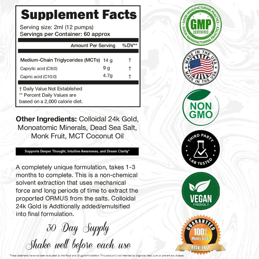 100% Pure Ormus 24K Gold Oil